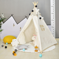 白色蕾丝球网纱版(不带垫子)|ins风儿童室内帐篷男孩游戏屋印第安玩具小房子女孩宝宝公主家用