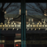 音乐符号玻璃门贴纸防撞腰线舞蹈学校钢琴键盘艺术声乐器橱窗墙画
