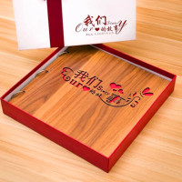 16寸[我们的故事] 送防水插袋+丝带礼盒+大礼包50张|大本木面diy相册手工情人节礼物情侣纪念册生日宝宝惊喜浪漫恋爱