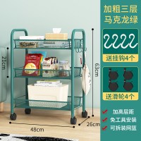 三层密网马卡龙绿[万向轮+挂钩]-售价|儿童玩具收纳架玩具架可移动小推车零食储物架宝宝用品整理置物架