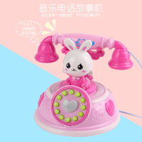 儿童复古卡通座机早教故事机模式仿真电话机灯光音乐玩具女孩