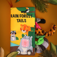 雨林动物尾巴布书[带响纸bb器]|婴儿童3diy立体早教布书蒙特梭利故事手撕不烂宝宝可练动手多功能