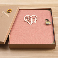 方版粉-我们+礼包+插袋 黑卡-30张60面送插袋+礼包+礼盒|密码锁麻布diy相册手工创意粘贴式情侣浪漫纪念册记录爱情