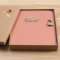 方版粉-我们的故事+礼包+插袋 白卡-30张60面送插袋+礼包+礼盒|密码锁麻布diy相册手工创意粘贴式情侣浪漫纪念册记