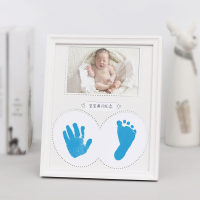 蓝色印台套装|婴儿手脚印泥纪念品新生儿手印脚印相框宝宝手足印泥满月百天礼物