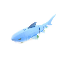 牵绳蓝色鲨鱼 充电版配充电电池充电器|电动牵绳鲨鱼发光音乐仿真大白鲨拉线网红鱼儿童玩具会跑的摇摆鱼