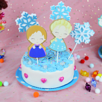 15cm奶油蛋糕—冰雪姐妹|6寸仿真奶油土蛋糕材料儿童diy手工超轻彩泥粘土制作套装玩具礼物