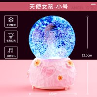 小号天使女孩[带音乐+灯光+手动飘雪]|新年儿童发光玩具夜光小女孩生日礼物抖音网红水晶球八音乐盒女童