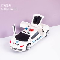 白色警车 充电电池+充电器+螺丝刀|抖音同款儿童电动卡通特技炫舞三轮车玩具音乐灯光旋转万向翻斗车