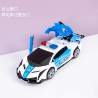 蓝白警车 充电电池+充电器+螺丝刀|抖音同款儿童电动卡通特技炫舞三轮车玩具音乐灯光旋转万向翻斗车