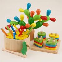 幼儿童木质早教男女孩玩具宝宝拼插孔组装积木1-2-3-6一岁半