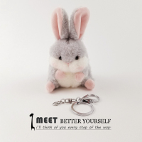 创意球形兔子毛绒钥匙扣圈书包挂件公仔玩偶儿童情人节生日礼物女