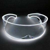 白色透明科技感眼镜|el科技感发光眼镜led蹦迪装备夜光ktv圣诞节抖音酒吧派对气氛玩具