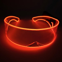 红色透明科技感眼镜|el科技感发光眼镜led蹦迪装备夜光ktv圣诞节抖音酒吧派对气氛玩具