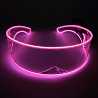 粉红色透明科技感眼镜|el科技感发光眼镜led蹦迪装备夜光ktv圣诞节抖音酒吧派对气氛玩具