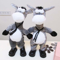 电动学说话走路摇头驴疯狂搞笑电动音乐牵绳狗摇摆驴生日礼物玩具