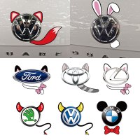 车贴纸车身贴可爱兔子耳朵猫耳朵个性装饰车标改装汽车贴纸划痕贴