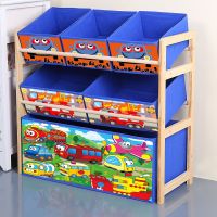 实木玩具架玩具收纳架布艺玩具箱整理架儿童玩具柜家用玩具分类架