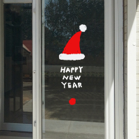 圣诞帽贴画新年节日商场店铺橱窗玻璃门墙贴雪花装饰品自粘贴纸