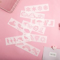 新款8张套装模板[日出日落]|手工diy相册绘画镂空模板儿童宝宝成长纪念手册手抄报装饰材料包