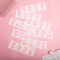 新款8张套装模板[小人物]|手工diy相册绘画镂空模板儿童宝宝成长纪念手册手抄报装饰材料包