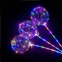 手柄闪光普通款10套送电池打气筒1|网红透明波波球带灯火发光气球结婚网红波波球带发光玩具地推