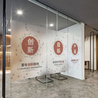 免胶静电磨砂贴玻璃贴纸公司企业文化办公室励志玻璃贴膜装饰