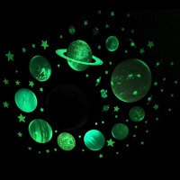 夜光墙贴纸男孩儿童房间卧室装饰荧光贴画宇宙星球星星银河系星空