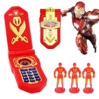 钢铁侠-自带电池|奥特曼蜘蛛侠婴儿童发光玩具手机音乐电话婴幼儿变身早教宝宝