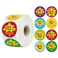 五角星奖励贴纸儿童玩具英文趣味鼓励激励标签贴纸500张/卷