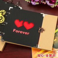 外环[英文双心] 相册+礼包+送50张照片|diy手工相册本纪念册粘贴式成长记录册情侣自制恋爱制作生日礼物