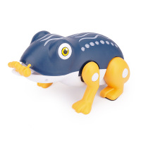 蓝黄(身体和腿颜色随机互换)18*11*9.5cm 默认|电动吃虫青蛙网红跳跳蛙会跑声光音乐会唱歌弹跳舞带灯光儿童玩具