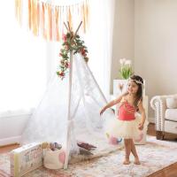 儿童蕾丝帐篷4杆赠灯串和彩旗|印第安大人儿童ins风家用小帐篷室内公主女孩网红少女可睡觉