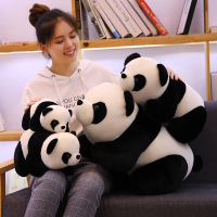 黑白小熊猫公仔玩偶布娃娃毛绒玩具儿童生日礼物女生母子趴熊套装