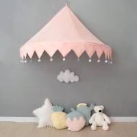 粉色毛球1.1m不含纱|儿童帐篷公主游戏屋儿童房壁挂婴儿蚊帐床头装饰床幔读书角礼物