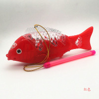 电动鱼红色送电池杆子 充电板(充电池+充电器)|电动摇摆鱼发光鱼音乐七彩手提电动鱼摇尾巴鱼儿童玩具会跑锦鲤鱼