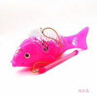 电动鱼玫红色送电池杆子 标配|电动摇摆鱼发光鱼音乐七彩手提电动鱼摇尾巴鱼儿童玩具会跑锦鲤鱼