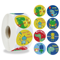 500张/卷卡通动物奖励贴纸英文趣味玩具用品旅行箱文具盒标签贴纸