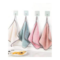 雪雅 [耐用型菠萝条纹款]3条装 抹布巾百洁布洗碗布去污吸水不毛不沾油厨房专用擦手巾加厚毛巾