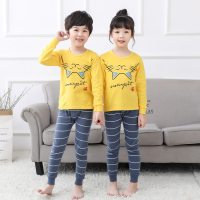 [纯棉]2019男女童秋衣秋裤套秋冬季中大童贴身薄款时尚两件套装