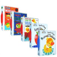 英文原版幼教启蒙 Touch and Feel 动物宝宝手提式启蒙认知触摸书全5册