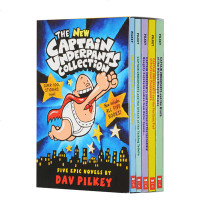 英文原版 Capt Ainunderpants Boxed Set 内裤超人队长 1-5盒装+1张贴纸 儿童漫画小说