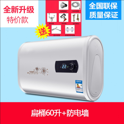 双内胆热水器电家用扁桶储水式即速热小型卫生间洗澡机60升40L/50 扁桶60升+双防电墙巡航全国联保