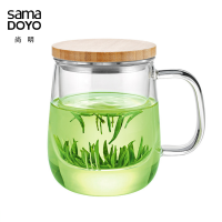 尚明玻璃杯 耐热玻璃茶水分离泡茶杯 办公室喝水杯红茶杯过滤商务男女 家用花茶杯水杯子