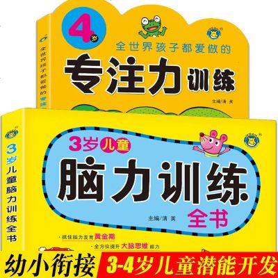 【3-4岁】脑力训练书＋专注力训练书 幼儿3-4-5-6岁益智力开发图书籍 儿童全脑左右脑潜能开发 思维游戏 逻辑思