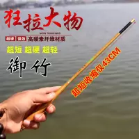 便携袖珍手竿钓鱼竿超短节手竿收缩40cm碳素超轻超硬溪流竿短节
