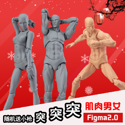 国产figma2.0男女关节可动素体人体模型美术漫画绘画人偶手办摆件