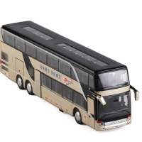 语音双层旅游大巴士城市客车儿童男孩子仿真合金开汽车模型玩具