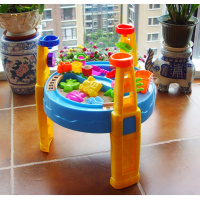 儿童室内外沙水桌玩沙戏水沙滩玩具套装桌组合带遮阳伞沙漏水风车