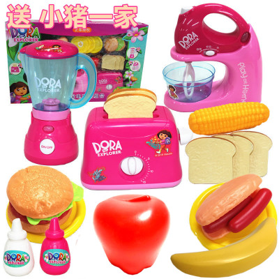 朵拉过家家厨房玩具电动儿童仿真搅拌机面包机水果榨汁机女孩玩具